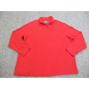 Vintage Polo Ralph Lauren Sweater Mens 2XL Red Quarter Zip Pullover Pony Logo